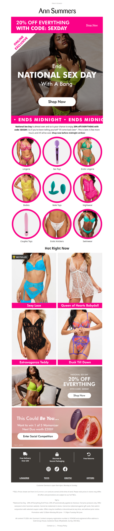 20% OFF EVERYTHING ENDS MIDNIGHT!💋