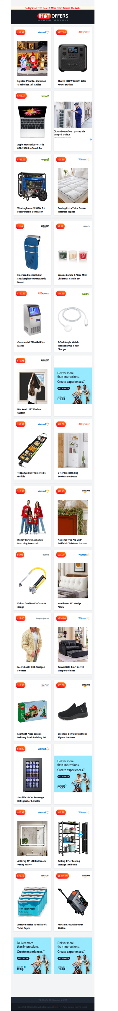 MacBook Pro Touch Bar $224 • Queen Pillow Topper $29 • Bluetti Power Station $227 • 9' Xmas Inflatable $54 • Blackout Curtain $20 • Car Bluetooth $3