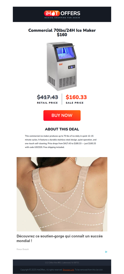 Commercial 70lbs Nugget Ice Maker - $160