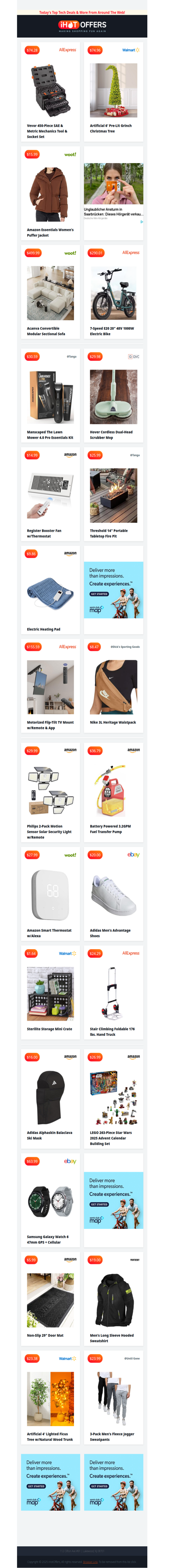 Power TV Mount $155 • Grinch Xmas Tree $74 • Amazon Puffer $16 • Modular Sectional $499 • Shark Cordless Mop $29 • Nike Waistpack $8