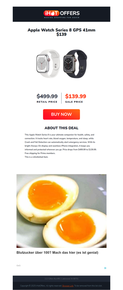 ⌚ Apple Watch Series 8 41mm - $139