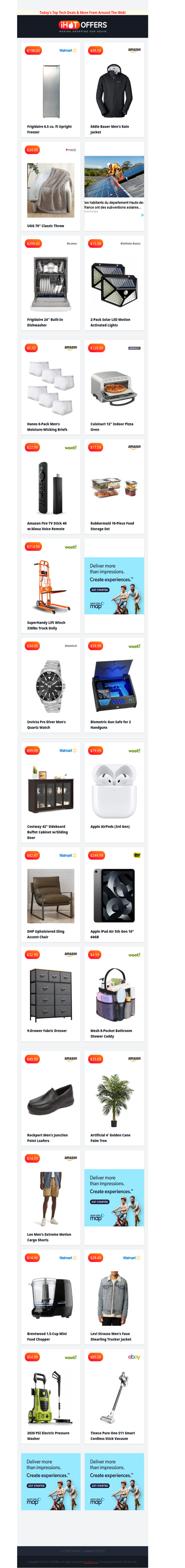 Frigidaire Freezer $198 • Eddie Bauer Jacket $49 • Fire TV Stick 4K $22 • 6 Hanes Briefs $6 •  Pressure Washer $54 • Sling Chair $82 • Biometric Safe $39