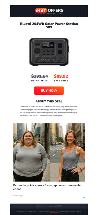 Bluetti 204Wh Solar Power Station - $89