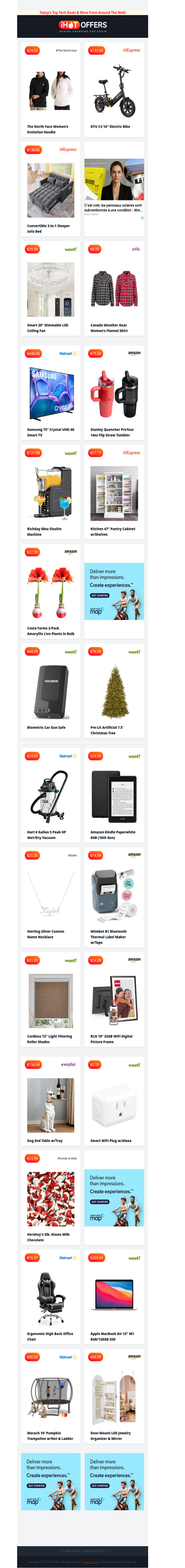 500W eBike $133 • North Face Hoodie $24 • Sleeper Sofa $138 • Canada Flannel Shirt $9 • Smart Ceiling Fan $29 • Stanley Tumbler $15 • Wet/Dry Vac $29