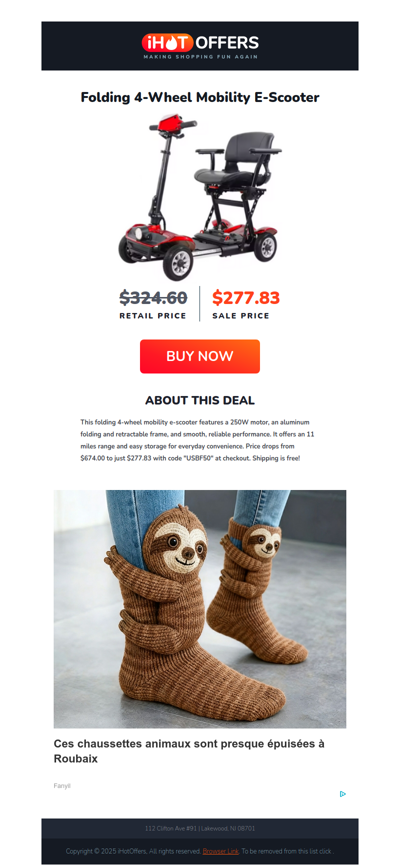 Folding Mobility E-Scooter - $277