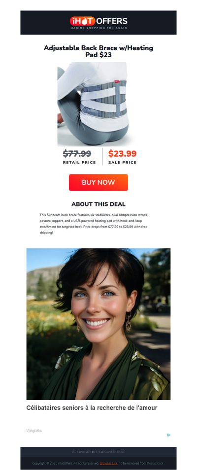 Heated Adjustable Back Brace - $23