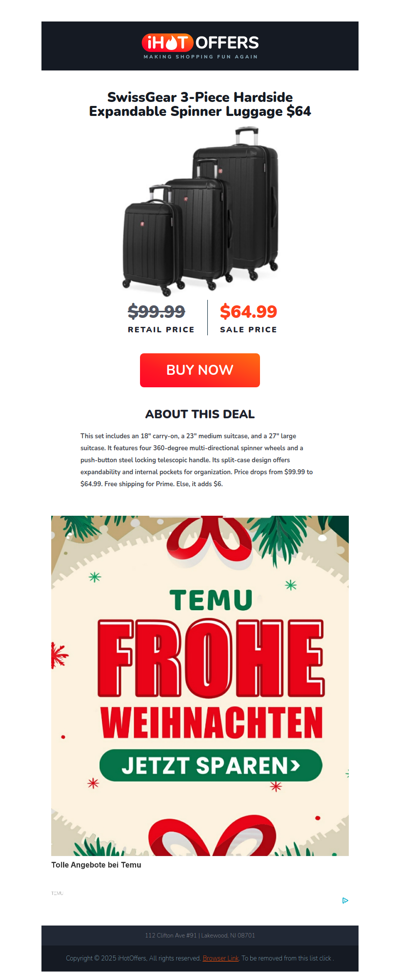 🧳 SwissGear 3pc Hardside Luggage - $64