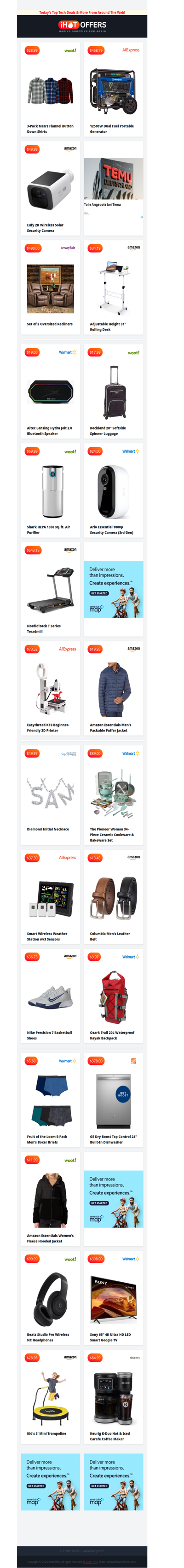 3 Flannel Shirts $28 | 12kw Generator $458 | Spinner Luggage $18 | Rolling Stand Desk $34 | Sony 65” TV $398 | Columbia Belt $13 | NordicTrack Treadmill $54