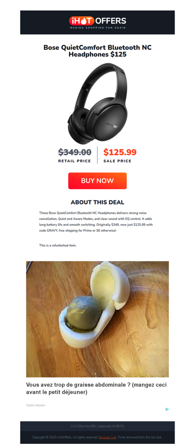 Bose QC Bluetooth Headphones - $125