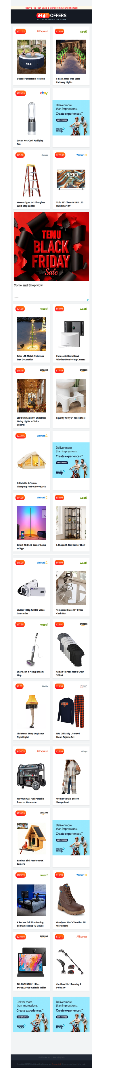 Inflatable Hot Tub $221 • Xmas Path Lights $20 • Vizio 65” TV $228 • Gaming Bed $189 • 10 Crew Tees $23 • Fiberglass Ladder $25 • Cordless Pole Saw $46