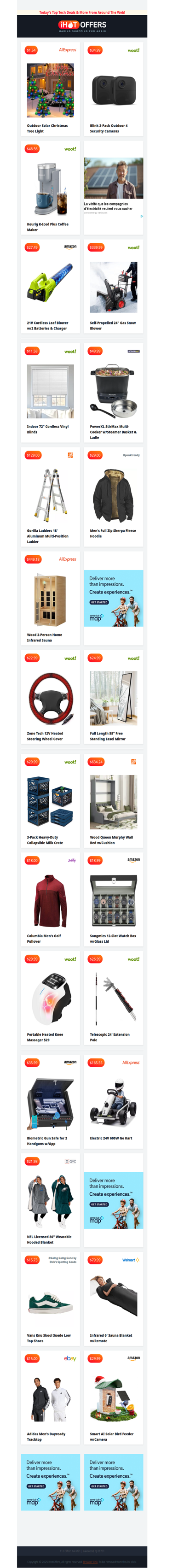 Solar Xmas Tree $2 • 2 Blink Cameras $34 • Cordless Leaf Blower $27 • Vans Knu Shoes $15 • Go Kart $165 • Columbia Pullover $18 • Gorilla 18' Ladder $129