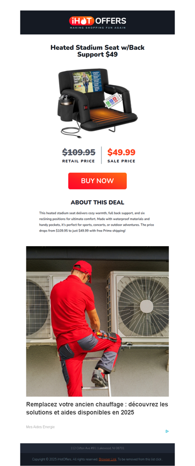 Heated Stadium Seat - $49