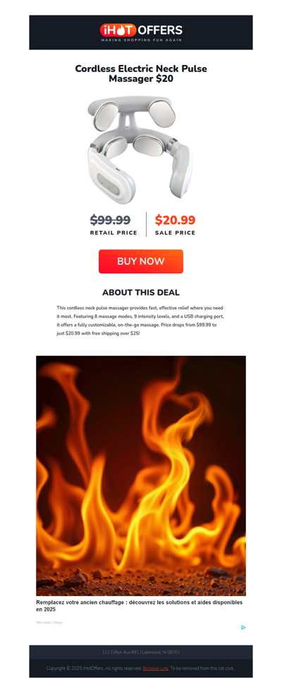 Cordless Neck Pulse Massager - $20