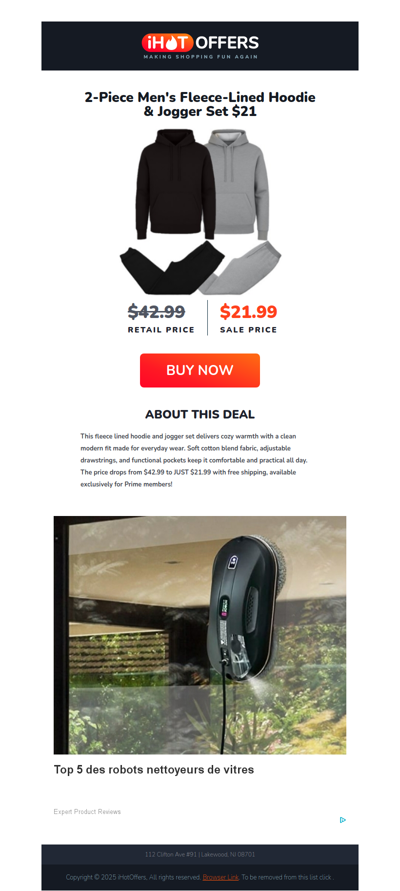 Fleece Hoodie & Jogger Set - $21