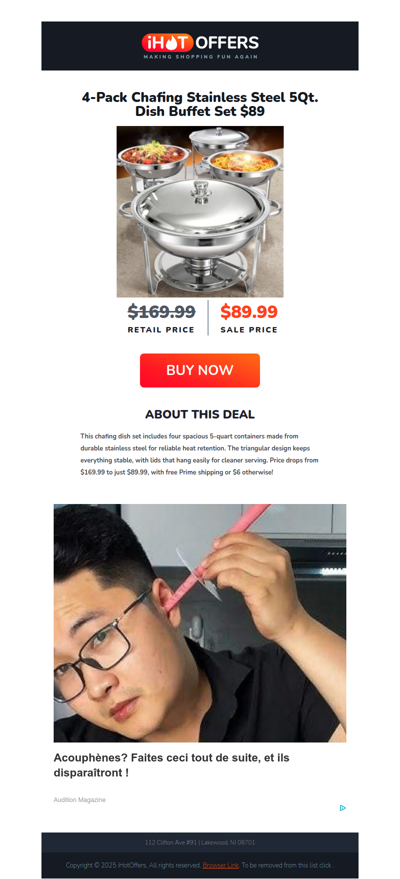 Stainless Steel Buffet Chafing Dish 4pk - $89