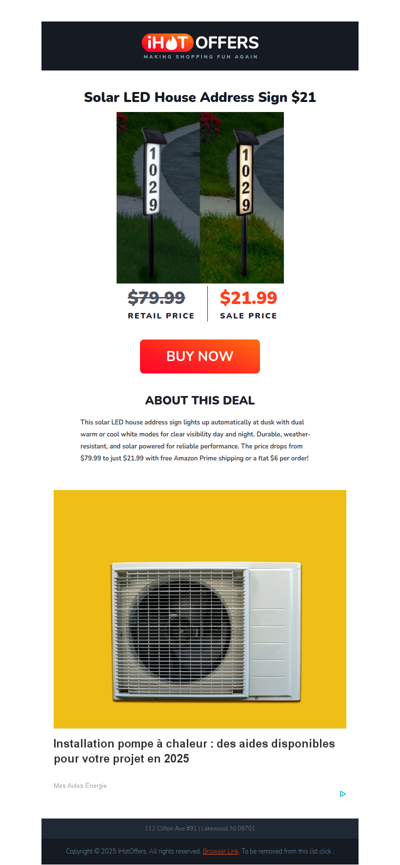 Solar LED House Address Sign - $21