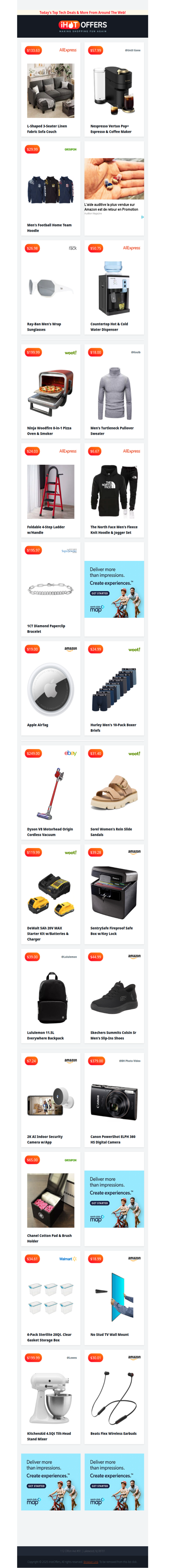 Linen L-Sofa $133 • Football Hoodie $29 • Ninja Smoker $199 • Ray-Ban Sunglasses $26 • Nespresso Vertuo Pop+ $57 • 4-Step Ladder $24 • 10 Hurley Boxers $24