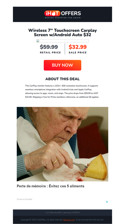 Carplay 7'' Stereo w/Dash Cam - $32