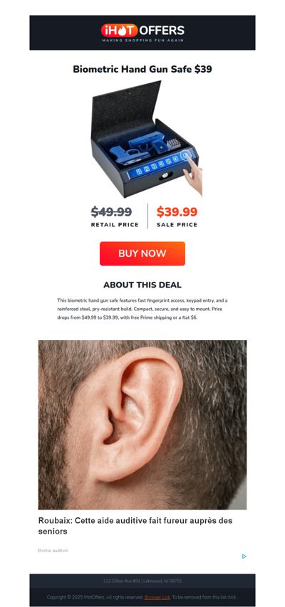 Biometric Hand Gun Safe - $39