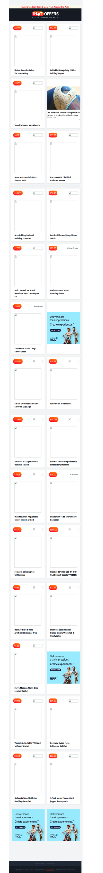 iRobot Vac/Mop $62 • Utility Wagon $15 • Amazon Flannel Shirt $6 • Lululemon Dress $99 • Brother Embroidery Machine $347 • Mobility eScooter $185