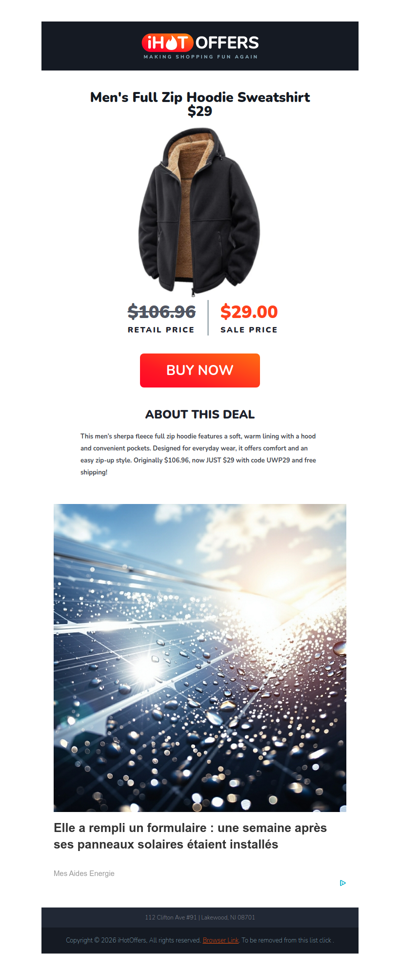 Sherpa Zip Hoodie Sweatshirt - $29