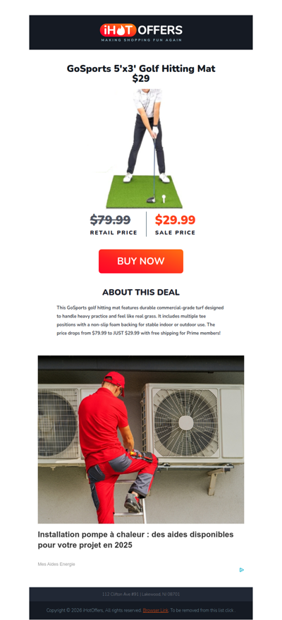 Golf Training Hitting Mat - $29