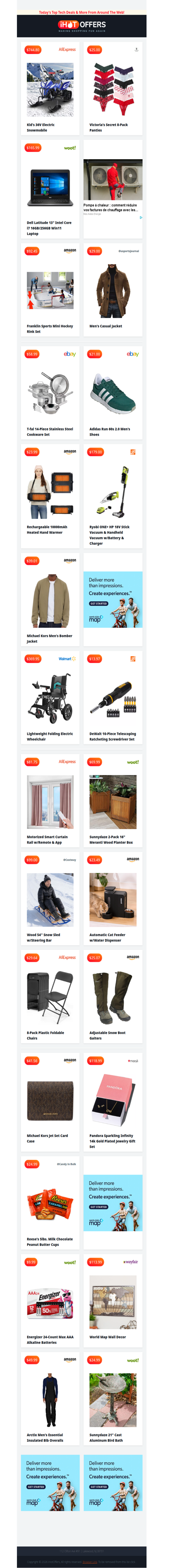 eSnowmobile $744 • Franklin Hockey Rink $92 • 10 VS Panties $25 • Casual Jacket $29 • 14pc T-fal Cookware $58 • Dell 13