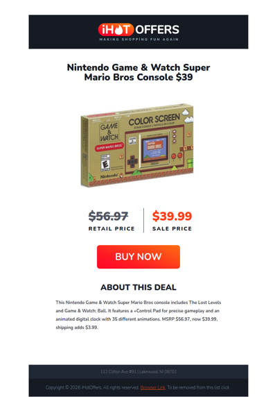 Nintendo Super Mario Bros Console - $39