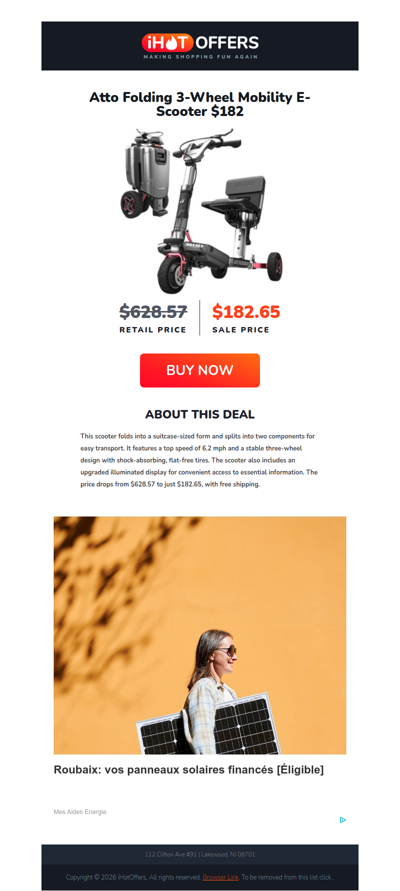 Folding Mobility E-Scooter - $182