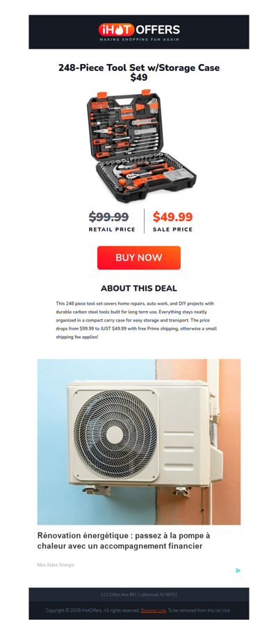 Carbon Steel 248pc Tool Set - $49