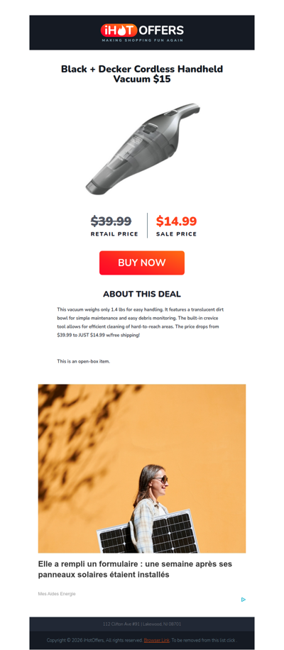 Black + Decker Cordless Vacuum - $15