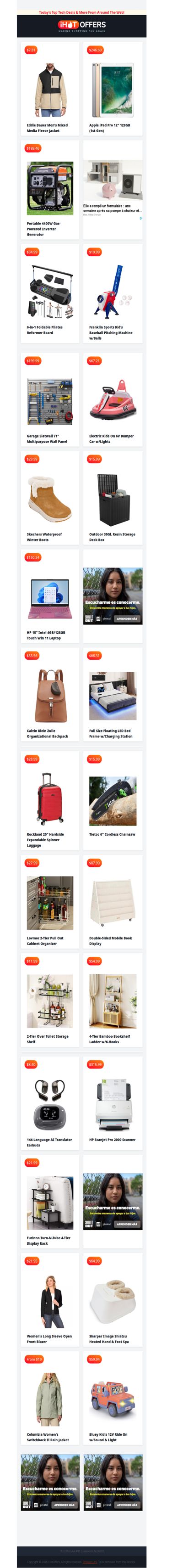 Eddie Bauer Jacket $8 | 4400W Generator $188 | iPad Pro 12