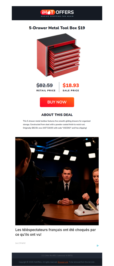 Metal 5-Drawer  Tool Box - $19