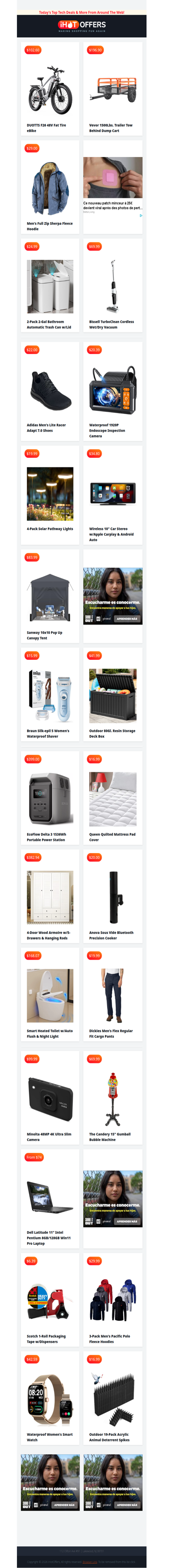 Fat Tire eBike $102 • Dump Trailer $196 • Sherpa Hoodie $29 • Bissell Wet/Dry Vac $69 • Adidas Shoes $22 • 10