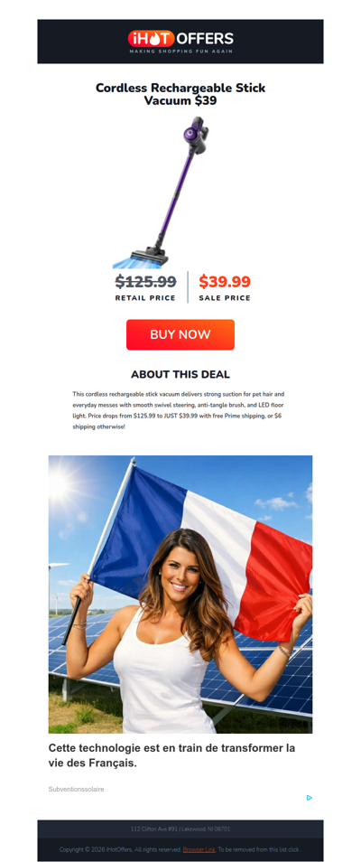 Cordless Stick Vacuum - $39