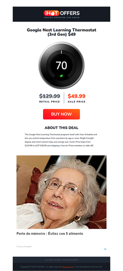 Google Nest Thermostat (3rd Gen) - $49