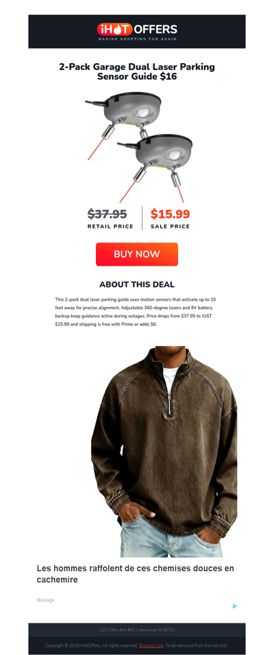 Garage Laser Parking Sensors 2pk - $16