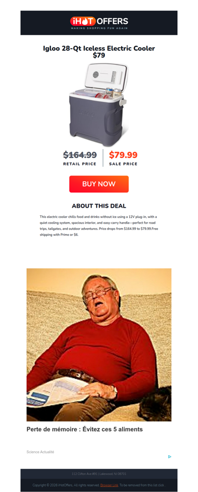 Igloo 28Qt Electric Cooler - $79