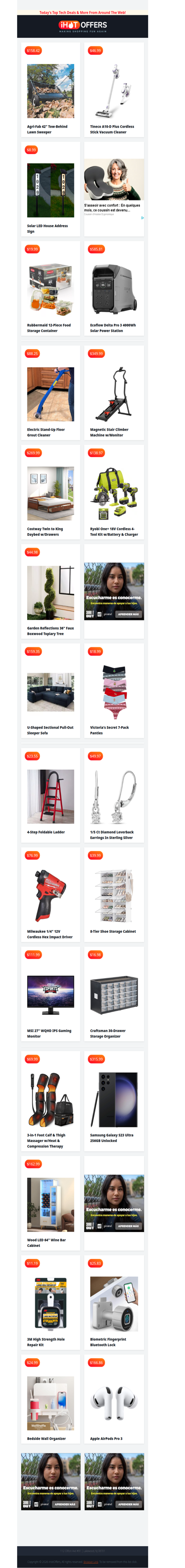 Tow Lawn Sweeper $158 • Stick Vac $46 • Solar Address Sign $9 • King Daybed $269 • Ecoflow 4000Wh $585 • Stair Climber Machine $349 • 7 VS Panties $19