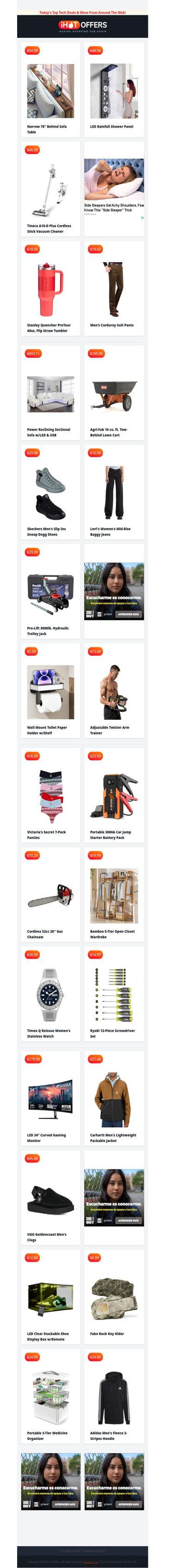 Behind Sofa Table $54 • Shower Panel $48 • Cordless Stick Vac $46 • Stanley Tumbler $18 • Corduroy Pants $19 • Power Sectional $803 • Dump Trailer $189