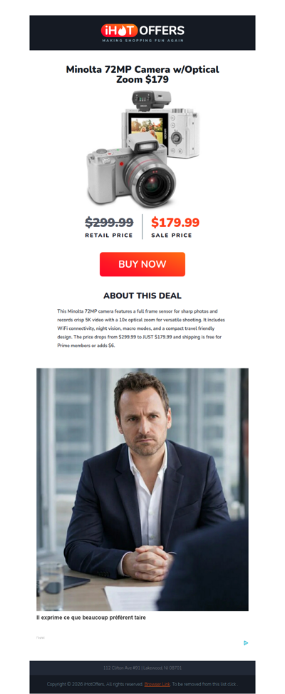 Minolta 72MP Camera w/Optical Zoom - $179