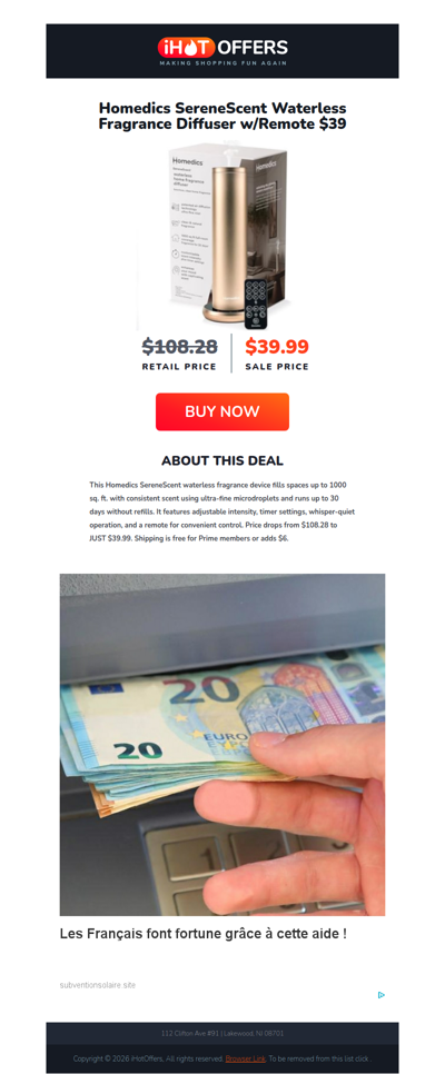 Homedics Waterless Fragrance Diffuser - $39