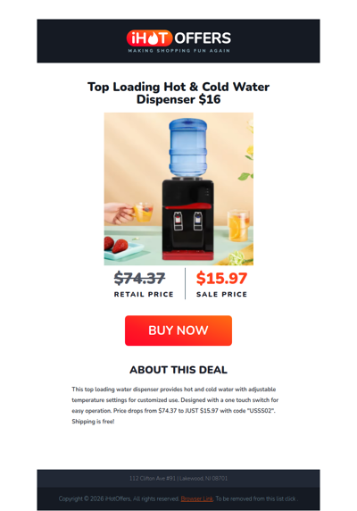 Hot & Cold Water Dispenser - $16