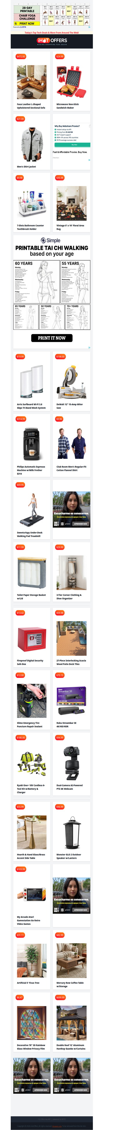 Leather L-Sofa $472 • Shirt Jacket $21 • Microwave Sandwich Maker $24 • 10' Area Rug $35 • Arris Mesh Wi-Fi $20 • DeWalt Miter Saw $198 • Philips Espresso $314