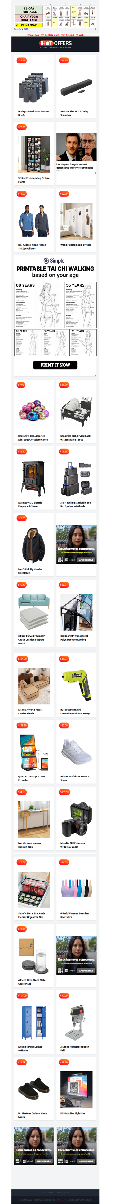 Transparent Awning $32 • 10 Hurley Boxers $27 • Fire Soundbar $39 • eFireplace/Stove $26 • Dr. Martens Mules $39 • Folding Room Divider $32 • 6 Sports Bras $15