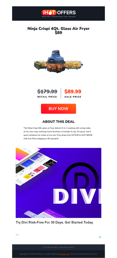 Ninja Crispi 4Qt Glass Air Fryer - $89