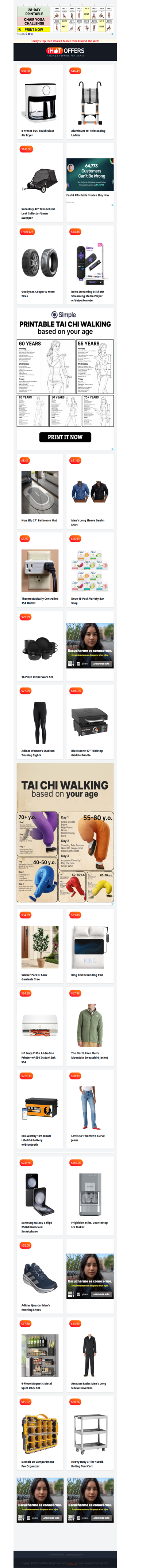 Telescoping Ladder $46 • Roku Stick HD $15 • Glass Air Fryer $68 • Tow Lawn Sweeper $145 • Amazon Coveralls $15 • Thermostat Outlet $6 • 15 Dove Bars $26