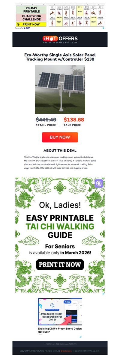 Solar Panel Tracking Mount - $138