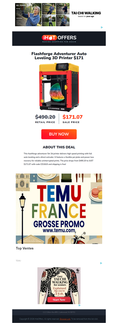 Flashforge Auto Leveling 3D Printer - $171