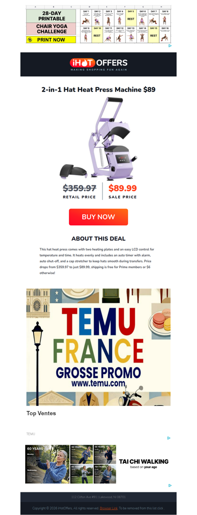 Hat/Cap Press Heat Machine - $89